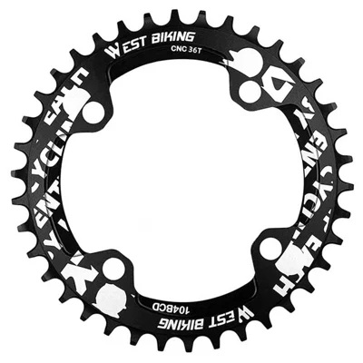WEST BIKING MTB Monorapporto Catena a denti positivi e negativi Anello in lega di alluminio CNC 104BCD 36T - Nero