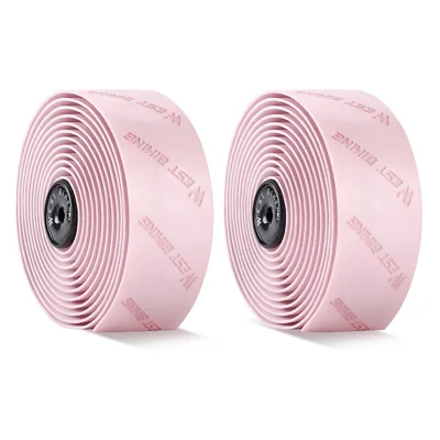 WEST BIKING YP0804075 2Pcs PU Leather+EVA Handlebar Tape Road Bike Handle Wrap - Pink
