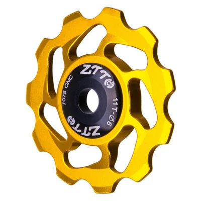 ZTTO 11T Bicycle Ceramic Bearing Jockey Wheel Aluminium Alloy Rear Derailleur Guide Roller - Gold