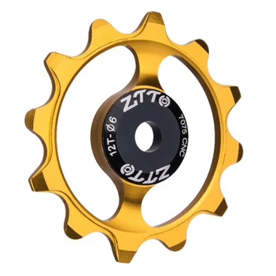 ZTTO ZT-12T Mountain Bike 12T Ceramic Bearing Derailleur Pulley Aluminum Alloy Guide Wheel - Gold