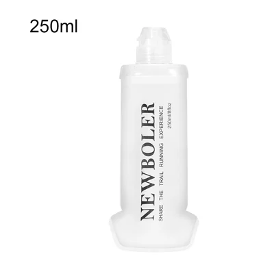 زجاجة ماء رياضية قابلة للطي NEWBOLER BIKF-BOT220 سعة 250 مل من مادة TPU بفم عريض مناسب للهلام الغذائي لل走户外走 الجري وركوب الدراجات (خالية من مادة BPA، بدون FDA) - أبيض