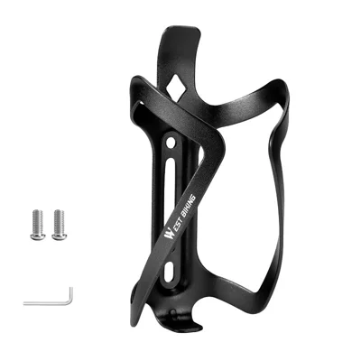 WEST BIKING YP0704054 Bicycle Water Bottle Cage Aluminum Alloy One Piece Molding Ultra Light Paint Coating Holder for Road Mountain Bike Cycling - Matte Black