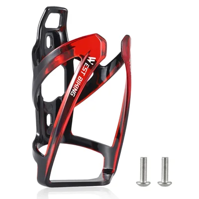 WEST BIKING YP0704037 حامل زجاجة الدراجة الهوائية، حامل بلاستيكي للزجاجة المائية لدراجات MTB والطرق مع مسامير - أسود/أحمر