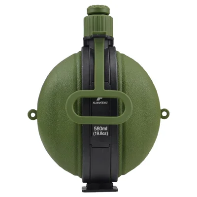 580ml Collapsible Silicone Water Bottle with Compass (No FDA, BPA-Free) - Army Green