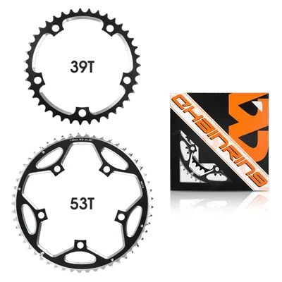 WEST BIKING YP0719272 Bicicletta da Corsa Piastra della Catena 130BCD 39T/53T Bicicletta in Lega di Alluminio Crankset Dente Piatto per Catena 8/9/10/11 Velocità - Nero