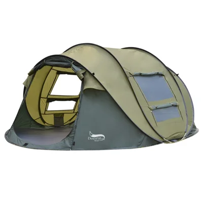 DESERT&FOX 3-4 People Outdoor Automatic Tent Rainproof Sunproof Camping Hiking Beach Tent - Grass Green/Army Green