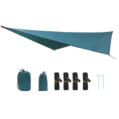 TM-0008 Camping Tarp Portable Waterproof Tent Multifunctional Awning for Outdoor Travel Hiking Picnic - Blackish Green