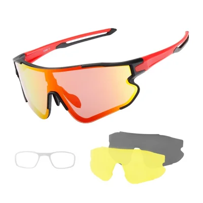 XQ-HD XQ-548 Óculos de Sol de Ciclismo Bicicleta Óculos de Óculos de Óculos de Óculos Esportivos Esportivos ao ar Livre Com Lente Substituível - Preto/vermelho