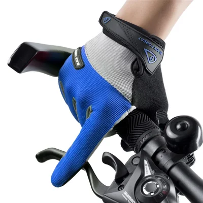 KYNCILOR A0056 MTB Guantes de Ciclismo de Dedo Completo Transpirables y Resistentes a los Golpes para Bicicleta de Montar Pantalla Táctil Deportiva - Azul/XL