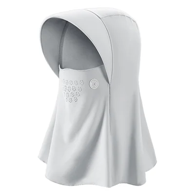 GOLOVEJOY XTJ119 Women's Integrated Ice Silk Face Mask Hat Neck Protection Summer Anti-UV Scarf - Light Grey