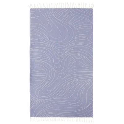 100x180cm Turkish Beach Towel with Tassel Polyester Cotton Swimming Pool Blanket - Wave