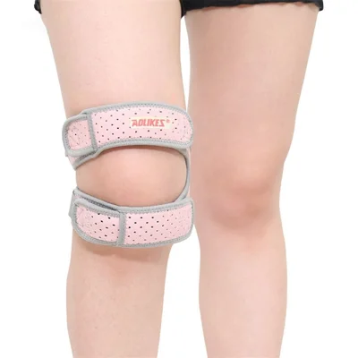 AOLIKES HX-7928 1PC Patella Knee Strap Adjustable Running Hiking Knee Brace Silicone Insert Knee Stabilizer for Men and Women to Prevent Knee Joint Pain - Pink