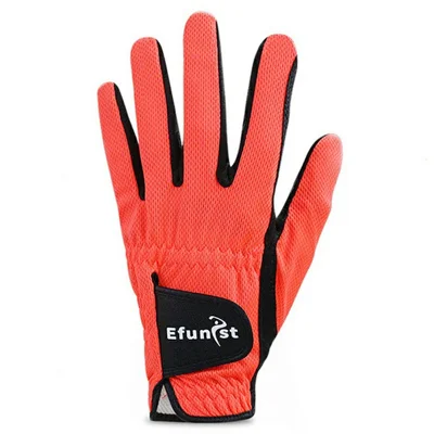 EFUNIST 1Pc Breathable Microfiber Cloth Golf Gloves Professional Men Golf Club Training Gloves Orange - Left Hand / Size 22