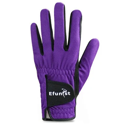 EFUNIST 1Pc Breathable Microfiber Cloth Golf Gloves Professional Men Golf Club Training Gloves , Left Hand - Purple / Size 22
