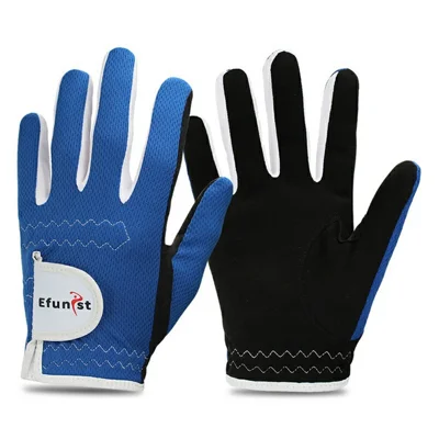 EFUNIST 1 Pair Children Golf Gloves Anti Slip Microfiber Palm Breathable Mesh Gloves for Kids - Blue / Size S