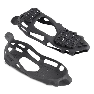 1 Pair 24-Tooth Ice Cleats Anti-Slip Shoe Covers Crampons Traction Grips For Outdoor Activities - Black  /  S (Fits Shoe Sizes 35-38)