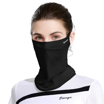 GOLOVEJOY XTJ85 Outdoor Golf Sun Protection Ice Silk Face Mask Neck Gaiter Cooling Breathable Ear Loop Face Cover - Black