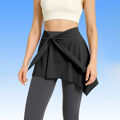 BSYJPL Ballet Dance Yoga Wrap Skirt Quick Dry Milk Silk Tie Up Hip Cover for Fitness Workout - Black