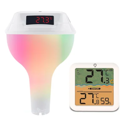 TS-PL04 RGB Solar Wireless Pool Thermometer Digital Display Floating Temperature Meter for Swimming Pool