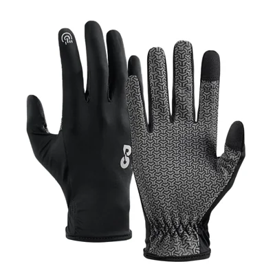 GOLOVEJOY XG80 Sun Protection Ice Silk Touch Screen Gloves Anti Slip Full Finger Mittens for Outdoor Sports - Black / S