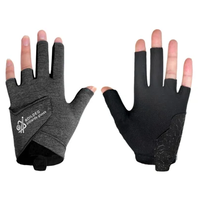 BOILDEG M042234MMC 1Pc Professional Billiards Left Hand Glove Breathable Anti-Slip Half Finger Snooker Glove, L Size - Black