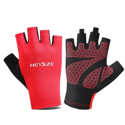 HGYSZG 1 Pair Size M Cycling Summer Thin Half Finger Gloves Fitness Strength Training Unisex Gloves - Red