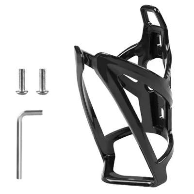 Integrated Bike Water Bottle Cage MTB Road Bicycle Lightweight Bottle Holder with Screws + Wrench - Black