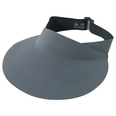 Foldable Wide Brim Hollow Top Sun Hat Women UV Protection Breathable Ice Silk Running Visor Cap - Dark Grey