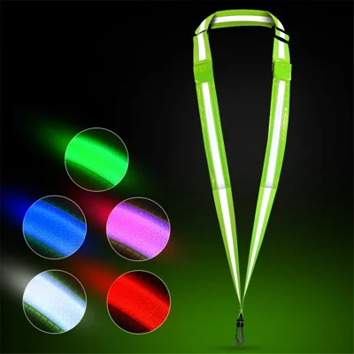 L9 5 Colors 3 Modes LED Light Up Reflective Shoulder Strap with Hook for Night Running Cycling - Green