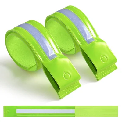 L8 2Pcs USB Rechargeable Reflective Armband Cycling Night Running Sports LED Light Arm Band - Green