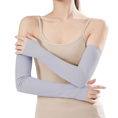 DH-013 1 Pair Summer Outdoor Ice Silk Sun Protection Arm Sleeves UV Shield Breathable Sports Cooling Sleeves - Blue