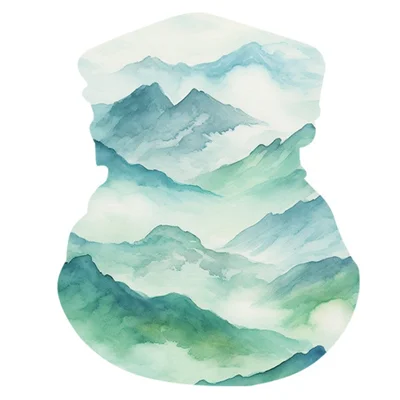Chinese Ink Painting Sun Protection Face Mask Ice Silk Summer Neck Gaiter for Outdoor Activities - XKWB-72