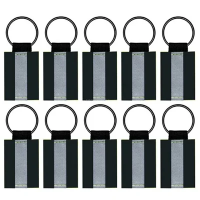 10Pcs Reflective Safety Key Ring Night Outdoor Activities Visibility Enhancing Pendants - Black