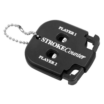 Golf Square Score Counter Scorekeeper Mini Simple Dual Player Tally Counter with Chain - Black