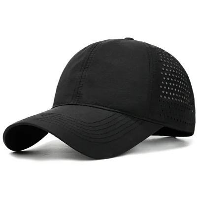 Unisex Summer Quick Dry Baseball Cap Stylish Casual Adjustable Breathable Sun Protection Hat - Black