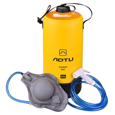 AOTU AT6647 12L PVC Inflatable Outdoor Camping Shower Bag Portable Bathing Bag for Hiking Beach - Yellow