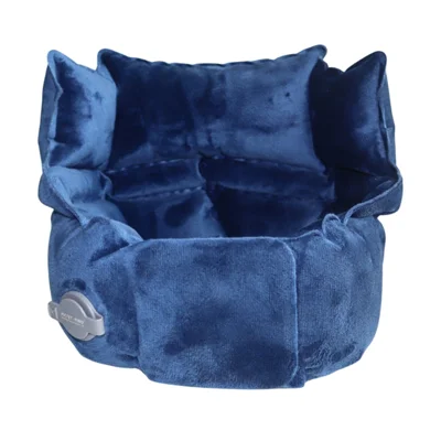 PICTET.FINO PF110B Inflatable Neck Pillow Elevated Design Crystal Velvet Inflate Pillow for Travel - Blue
