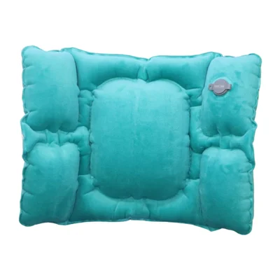 PICTET.FINO PF112B Inflatable Lumbar Pillow Ergonomic Design Crystal Velvet S-Curve Support for Car / Office Chair - Lake Blue