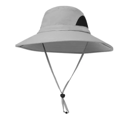 YF003 Fishing Hat Wide UV Protection Full Coverage Sun Shield Nylon Cap for Outdoor - Light Grey