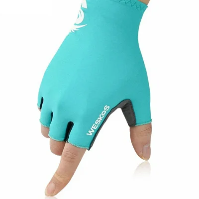WESKOS Size M Outdoor Sports Men Summer Cycling Gloves Breathable Half Finger Mittens for Mountain Bike - Blue