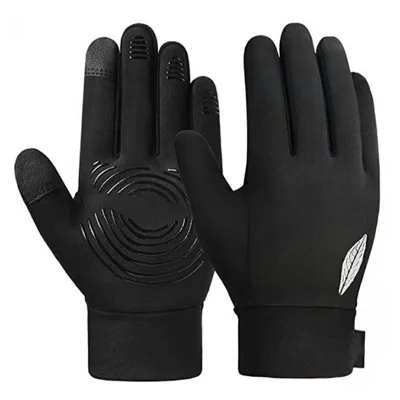 S002-2 M Size 1Pair Children Cycling Gloves Warm Waterproof Touchscreen Full Finger Gloves for Outdoor Sports  /  Skiing - Leaf