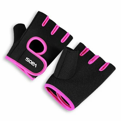 VBOSI 3004V Size M Open Design Cycling Gloves Half Finger Weightlifting Mittens for Outdoor Sports - Pink