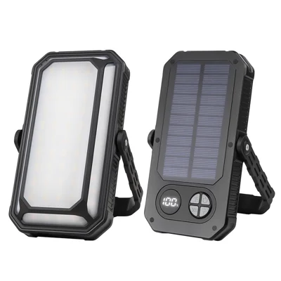 Multi Light Source Solar Camping Lantern 10000mAh Power Bank IPX4 Waterproof Portable Work Light - Black
