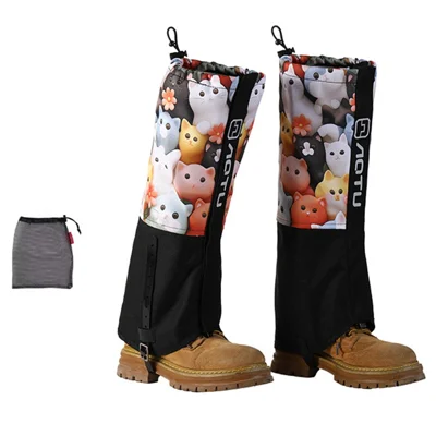 AOTU AT8009 For Children Outdoor Hiking Gaiters Cartoon Animal Pattern Anti Sand Snow Boot Covers - Cat