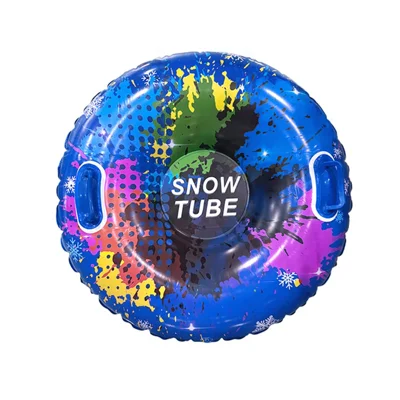 Inflatable Snow Tube Sledge PVC Sledding Tube with Handle Anti Rollover for Winter Outdoor Toy - Iridescent Polka Dot Blue