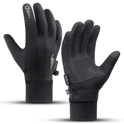VILICO A0107 1 Paar Winterhandschuhe, mit Fleece gefüttert, warm, Touchscreen, Outdoor-Radfahrhandschuhe, wasserdicht, rutschfest, reflektierend - S / Schwarz