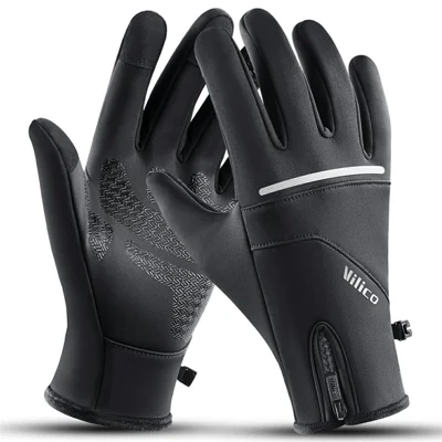 VILICO A0108 1 Paar Fleecegevoerde Thermische Handschoenen, Touchscreen-compatibel, Geïsoleerd, Waterdicht, Antislip - S / Zwart
