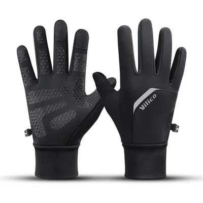 VILICO A0155 1 Paar Winterhandschuhe für Outdoor-Radfahren, mit Fleece gefüttert, warm, wasserdicht - S / Schwarz