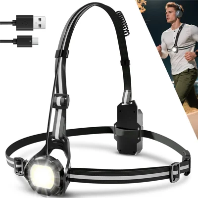 WEST BIKING YP0701499 Luz de advertencia para el pecho de ciclismo 500 lúmenes Ángulo ajustable - Negro
