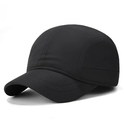 Spring Summer Baseball Cap Short Brim Quick-Dry Waterproof Outdoor Sports Visor Hat - Black